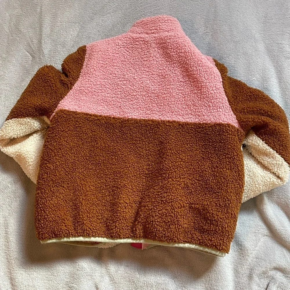 Andy & Evan Reversible Pink and Colorblock Sherpa Jacket